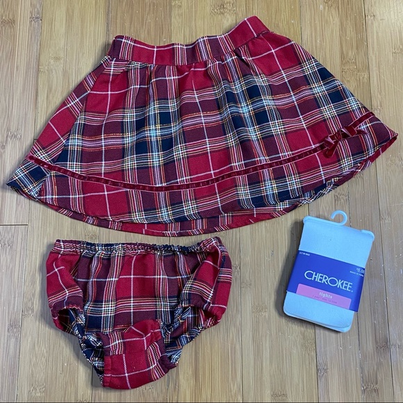 Wonderkids Other - Wonder Kids plaid skirt diaper cover tights 18M